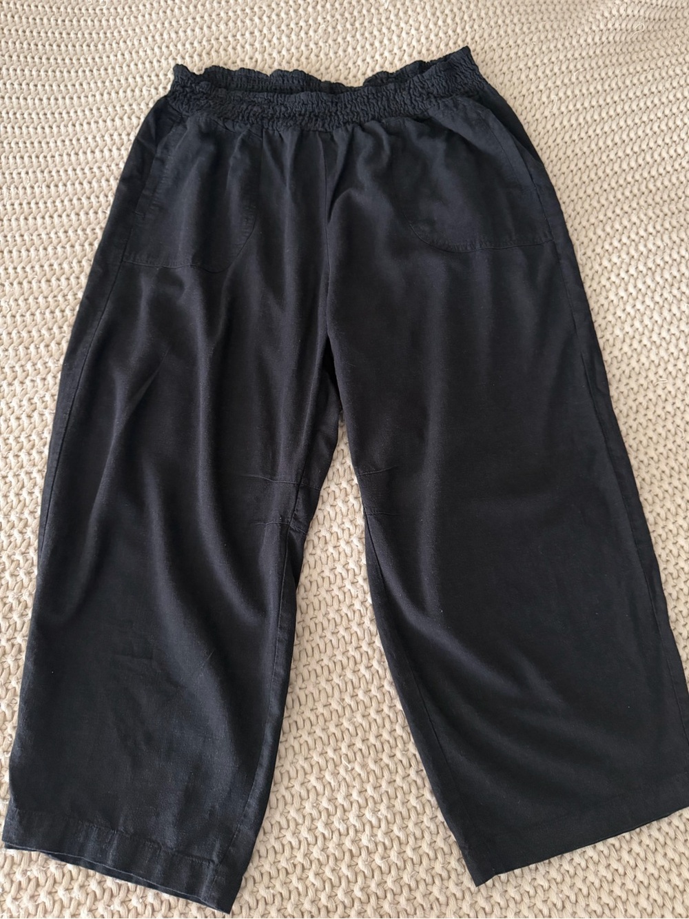 Linen blend barrel ankle pants